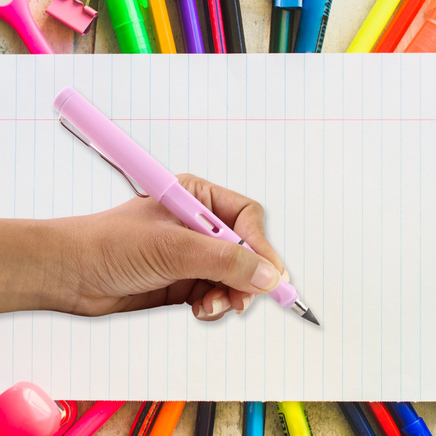 Pink 2-in-1 Everlasting Magic Pencil Replaceable Eraser – Inkless, Reusable, Portable