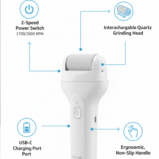 Portable Electric Foot File – Rechargeable Callus Remover & Pedicure Tool Smooth Feet