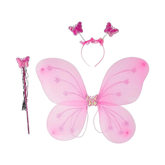 Baby Girl Fairy Nylon Butterfly Wings Wand Hairband Multi Color 1 Pc